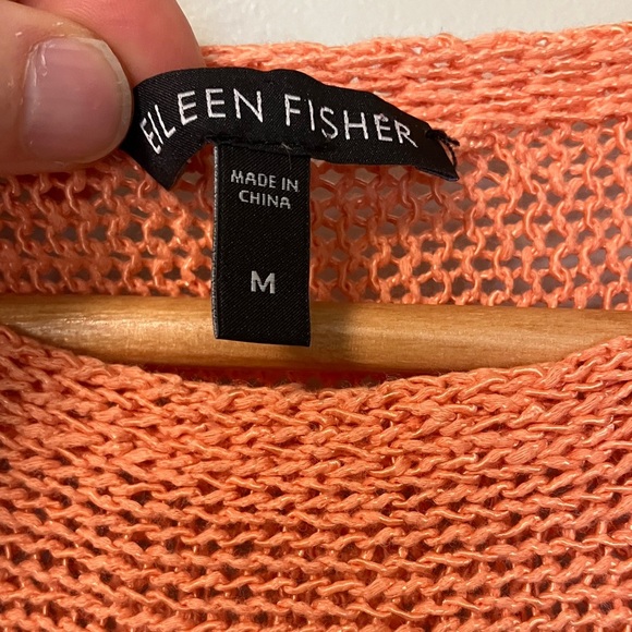 Eileen Fisher Cotton Orange Knit Women's Sweater - Picture 2 of 5
